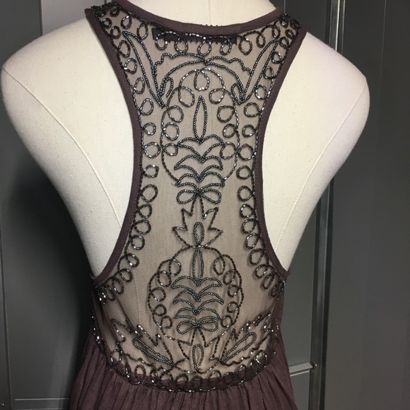 THE BUCKLE // BKE Boutique Plum Purple Mesh Sequin Babydoll Tank Top Small - Picture 4 of 9